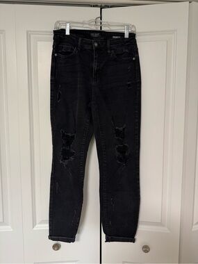 Judy Blue Distressed Black Women’s Jeans - High-Rise Boyfriend Fit size 7/28